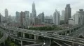 Shanghai Cityscape Panorama Aerial View Modern Road Rush Hour Cars Asia Travel HD Footage