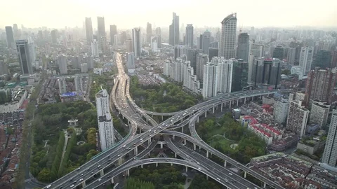 Shanghai Dusk Traffic at a Road Intersection Stock Footage 81813583