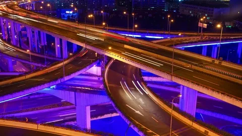 Shanghai Dusk Traffic at a Road Intersection Stock Footage 81854285