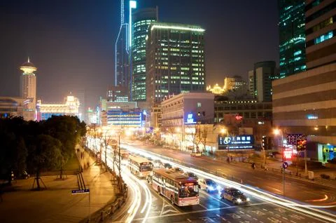 Shanghai evening traffic Stock Photos