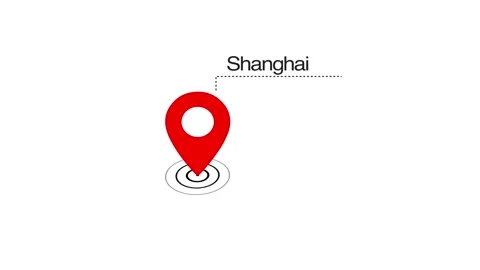 Shanghai GPS Map pin Location Animation with Digital Navigation Pointer on trans Stock Footage 324506233