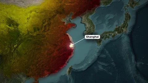 Shanghai Highlighted Animation on China Map Background Stock Footage 323314503