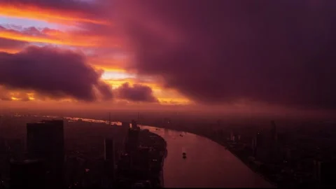 Shanghai Huangpu River Timelapse Stockbeeldmateriaal 200547154