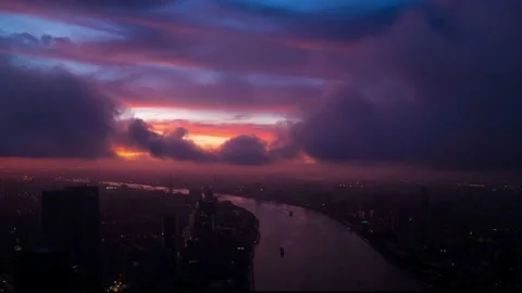 Shanghai Huangpu River Timelapse Stockbeeldmateriaal 200549443