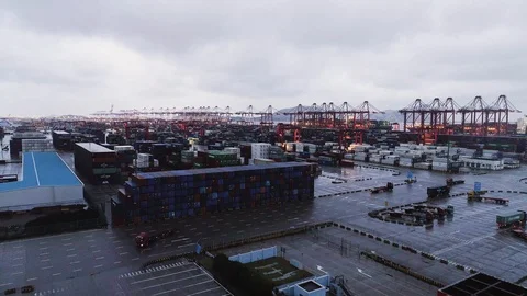 Shanghai International Port Stock Footage 128317286