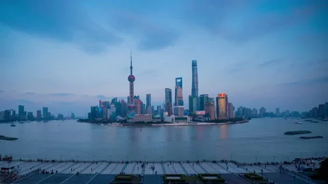 Shanghai Landscape Sunset Timelapse Stockbeeldmateriaal 233497966