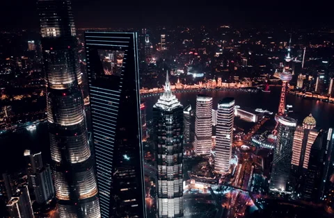 Shanghai Lujiazui Aerial Videography Stock Footage