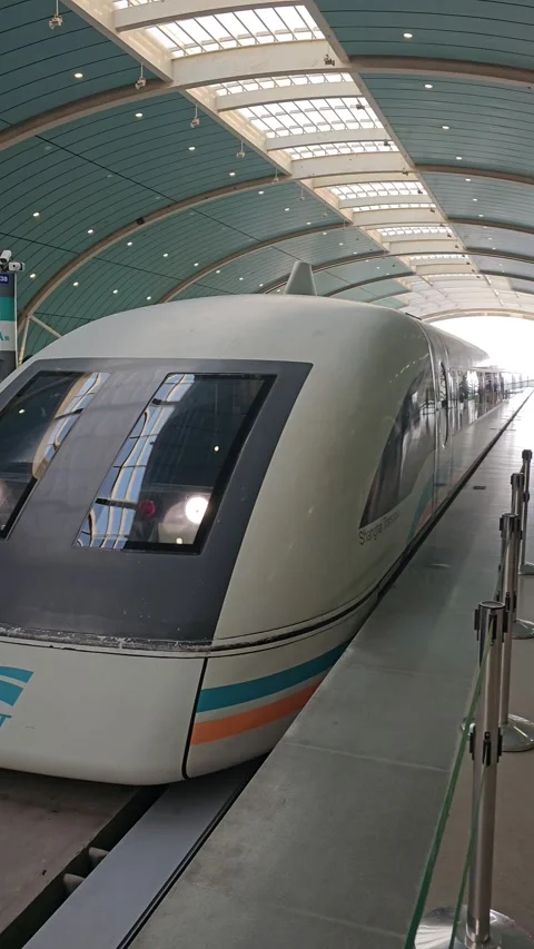 Shanghai Maglev train at platform, Australia Vertical 4K Video stock 348254930