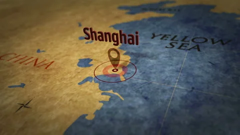 Shanghai on map v1 Stock Footage 110810128