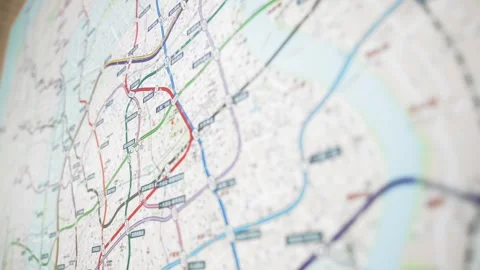 Shanghai Metro Subway Map close up scheme Stock Footage 340185382