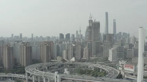 Shanghai midday bridge city Stock Footage 256803853