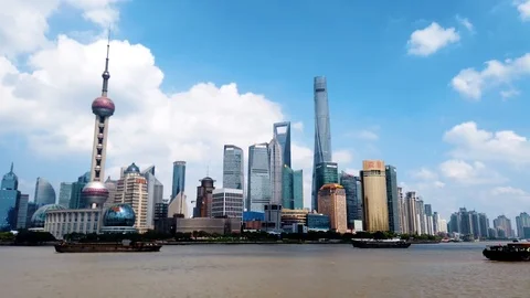 Shanghai modern skyline motion time-lapse footage with amazing skyscrapers vi Stock Footage 114772853
