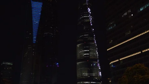 Shanghai Night Cityscape Stock Footage 88227034