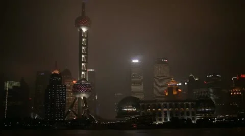 Shanghai night nighscape Stock Footage 17239563