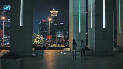 Shanghai Night Scene Stock Footage 38736040