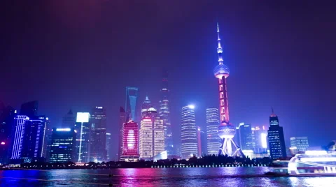 Shanghai night view,4K Stock Footage 54263338