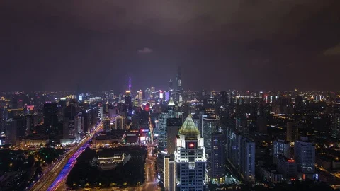 Shanghai Nightscape Timelapse Stock Footage 100370863