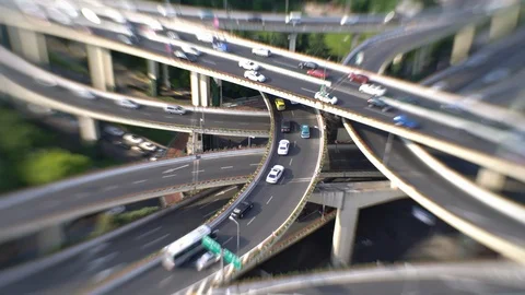 Shanghai overpass,by tilt and shift lens Stock Footage 95434316