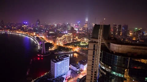 Shanghai overview time lapse at night. Stock-Footage 133773225