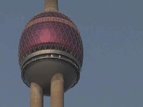 Shanghai Pearl Tower capsule close-up Stock Footage 11006960