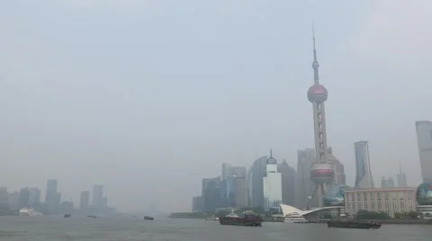 Shanghai at a polluted day Stock Footage 49933871