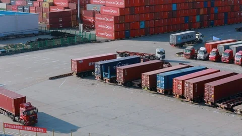 Shanghai port cargo containers 스톡 동영상 94239078