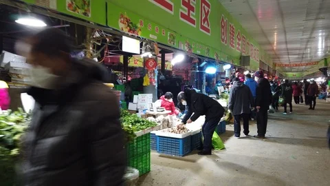 Shanghai Public Market Stock Footage