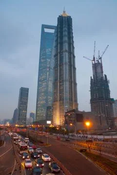 Shanghai pudong developing Stock Photos