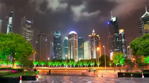 Shanghai Pudong Modern Financial Center. Timelapse. Stock Footage
