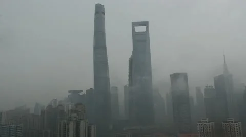 Shanghai in a raining day Stock Footage 50062728