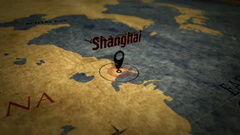 Shanghai on retro map v3 Stock Footage 110809997
