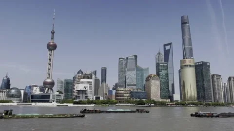 Shanghai  River and Skyline Video stock 240745348