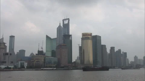 Shanghai river barges, time lapse, China Video stock 57397411