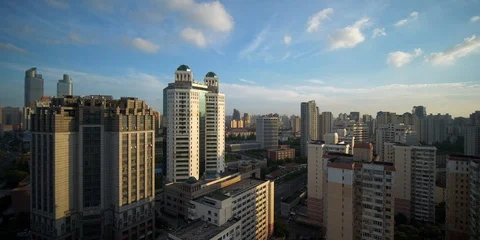 Shanghai rooftop view Stock Footage