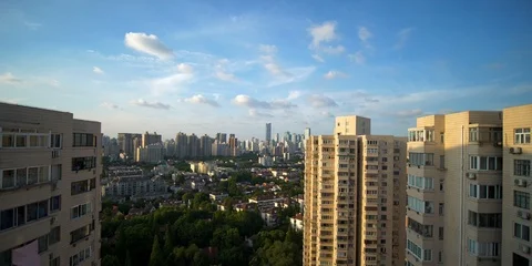 Shanghai rooftop view Stock Footage 111210916