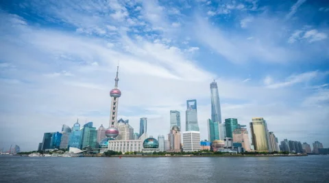 Shanghai shadowy skyline time lapse Stock Footage 40434247