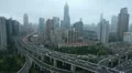 Shanghai Skyline Aerial View Global City Life Autos Traffic Jam Downtown China HD Footage