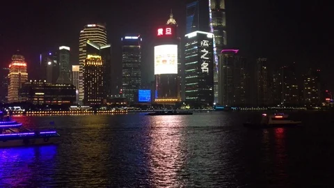 Shanghai Skyline at the Bend Stock Footage 123981409