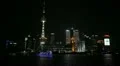 Shanghai Skyline, China, Huangpu River, Skyscrapers, Cityscape, Ship Boats Night HD Footage