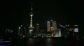 Shanghai Skyline, China, Huangpu River, Skyscrapers, Cityscape, Ship Boats Night HD Footage