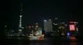 Shanghai Skyline, China, Huangpu River, Skyscrapers, Cityscape, Ship Boats Night HD Footage
