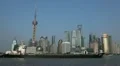 Shanghai Skyline, China, Huangpu River, Skyscrapers, Cityscape, Boats, Ships HD Footage