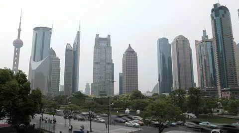Shanghai Skyline, China, Oriental Pearl Tower, Blurred Logo, time lapse Stock Footage
