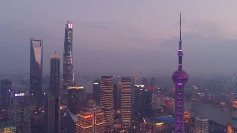 Shanghai skyline in dusk Stock Footage 88755185
