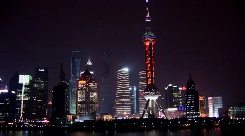 Shanghai skyline light show 스톡 동영상 40785188