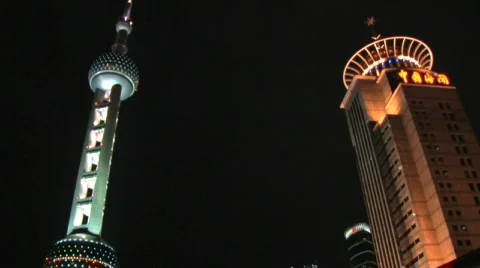 Shanghai Skyline Night 7 Stock Footage 330366