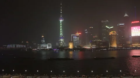 Shanghai skyline at night Stock Footage 5502963