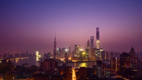 Shanghai Skyline Time-Lapse HD Stock Footage 81855980