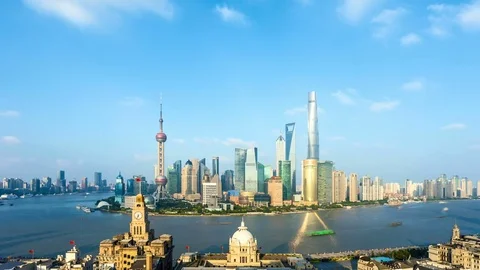 Shanghai Skyline Time-Lapse HD Stock Footage 81856372