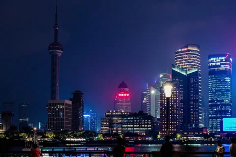 Shanghai Skyline Timelapse 4K Stock Footage
